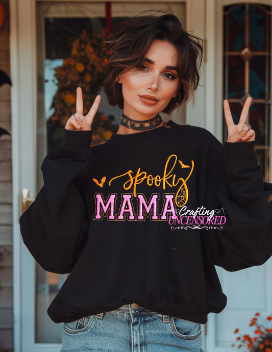 Spooky Mama Embroidered Crewneck Sweatshirt